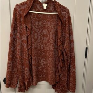 Rust and Gray Patterned Cardigan